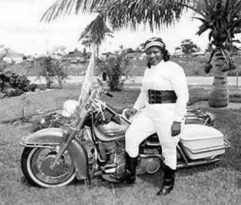 Photo of Bessie Stringfield, the first African-American woman to ride across the US, solo